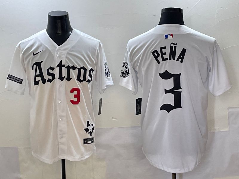 Men 2025 Houston Astros #3 Pena White Five generations Joint Name Nike MLB Jersey style 33->houston astros->MLB Jersey